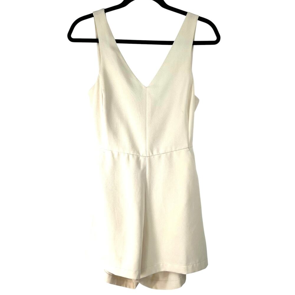 ShineStar S Romper Tie Cutout Back Shorts Outfit Cream One Piece Womens Bow